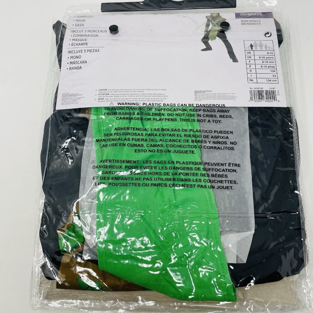 Dragon‎ Ninja Youth Child Boys Size Medium 8-10 Halloween Dress Up Costume Black - Picture 5 of 7